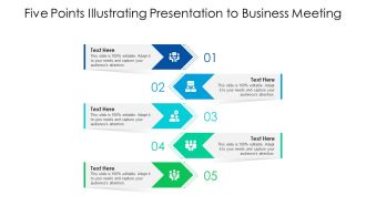 Five Points Illustrating Presentation To Business Meeting Ppt PowerPoint Presentation File Example PDF