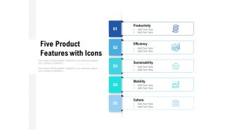 Five Product Features With Icons Ppt PowerPoint Presentation Infographic Template Graphics Tutorials