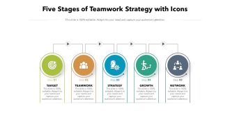 Five Stages Of Teamwork Strategy With Icons Ppt PowerPoint Presentation File Introduction PDF