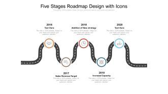 Five Stages Roadmap Design With Icons Ppt PowerPoint Presentation Inspiration Designs
