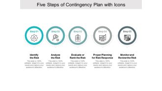 Five Steps Of Contingency Plan With Icons Ppt PowerPoint Presentation Styles Professional