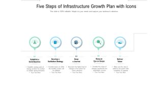Five Steps Of Infrastructure Growth Plan With Icons Ppt PowerPoint Presentation Pictures Inspiration