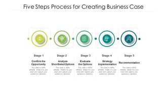 Five Steps Process For Creating Business Case Ppt Styles Ideas PDF