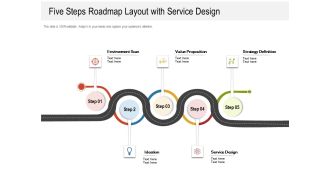Five Steps Roadmap Layout With Service Design Ppt PowerPoint Presentation Layouts Portfolio PDF