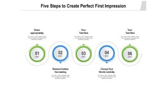 Five Steps To Create Perfect First Impression Ppt PowerPoint Presentation Icon Slides PDF