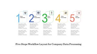 Five Steps Workflow Layout For Company Data Processing Ppt PowerPoint Presentation File Grid PDF