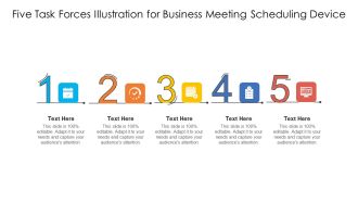 Five Task Forces Illustration For Business Meeting Scheduling Device Mockup PDF