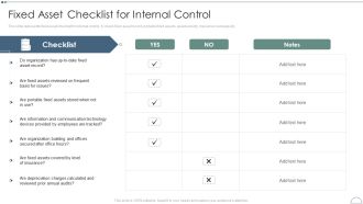 Fixed Asset Management Framework Implementation Fixed Asset Checklist For Internal Control Themes PDF