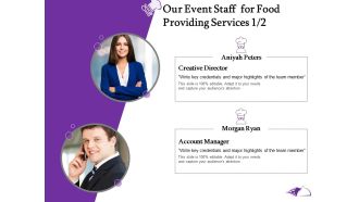 Food Providing Services Catering Menu For Food Providing Services Our Event Staff For Food Providing Services Creative Elements PDF