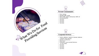 Food Providing Services Catering Menu For Food Providing Services What We Do For Food Providing Services Template PDF