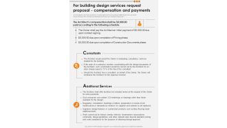 For Building Design Services Request Proposal Compensation And Payments One Pager Sample Example Document