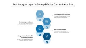 Four Hexagons Layout To Develop Effective Communication Plan Ppt PowerPoint Presentation Icon Portfolio PDF