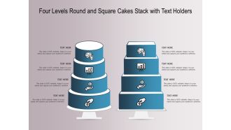 Four Levels Round And Square Cakes Stack With Text Holders Ppt PowerPoint Presentation Professional Visuals PDF