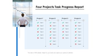 Four Projects Task Progress Report Ppt PowerPoint Presentation Gallery Graphics Download PDF