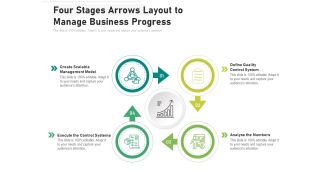 Four Stages Arrows Layout To Manage Business Progress Ppt PowerPoint Presentation File Ideas PDF
