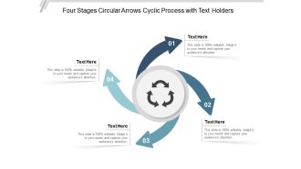 Four Stages Circular Arrows Cyclic Process With Text Holders Ppt Powerpoint Presentation Gallery Slide Portrait