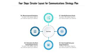 Four Steps Circular Layout For Communications Strategy Plan Ppt PowerPoint Presentation File Pictures PDF