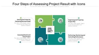 Four Steps Of Assessing Project Result With Icons Ppt PowerPoint Presentation File Infographic Template PDF