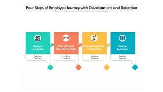 Four Steps Of Employee Journey With Development And Retention Ppt PowerPoint Presentation Gallery Slide Portrait PDF