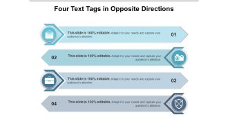 Four Text Tags In Opposite Directions Ppt PowerPoint Presentation Inspiration Slide Download PDF