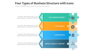 Four Types Of Business Structure With Icons Ppt PowerPoint Presentation File Graphics Design PDF