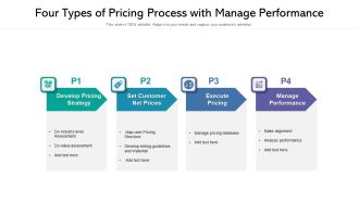 Four Types Of Pricing Process With Manage Performance Ppt Powerpoint Presentation Gallery Ideas PDF