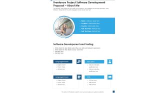 Freelance Project Software Development Proposal About Me One Pager Sample Example Document