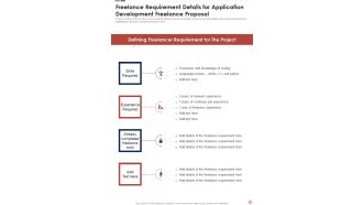 Freelance Requirement Details For Application Development Freelance Proposal One Pager Sample Example Document