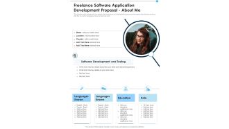 Freelance Software Application Development Proposal About Me One Pager Sample Example Document