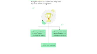 Freight Inspection Software Proposal Awards And Recognition One Pager Sample Example Document