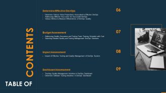Function Of Quality Assurance In Devops IT TABLE OF CONTENTS Designs PDF