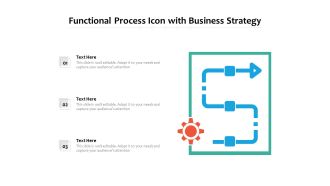 Functional Process Icon With Business Strategy Ppt PowerPoint Presentation Gallery Show PDF