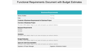 Functional Requirements Document With Budget Estimates Ppt PowerPoint Presentation Pictures Example File