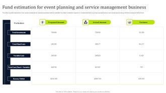 Fund Estimation For Event Planning And Service Management Business Portrait PDF