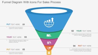 Funnel Diagram With Icons For Sales Process Powerpoint Templates