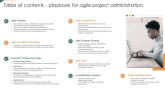 G9 Table Of Contents Playbook For Agile Project Administration Sample PDF