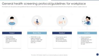 General Health Screening Protocol Guidelines For Workplace Organization Transformation Instructions Background PDF
