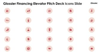 Glossier Financing Elevator Pitch Deck Icons Slide Ppt Summary Example Introduction PDF