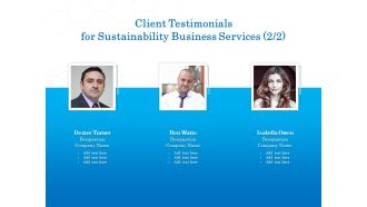 Green Business Client Testimonials For Sustainability Business Services Designation Template PDF