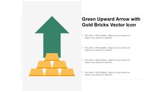 Green Upward Arrow With Gold Bricks Vector Icon Ppt PowerPoint Presentation Professional Files