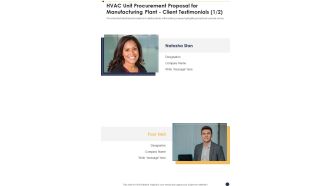 HVAC Unit Procurement Proposal For Manufacturing Plant Client Testimonials One Pager Sample Example Document