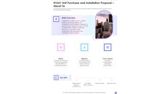 HVAC Unit Purchase And Installation Proposal About Us One Pager Sample Example Document