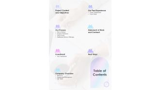 HVAC Unit Purchase And Installation Proposal Table Of Contents One Pager Sample Example Document