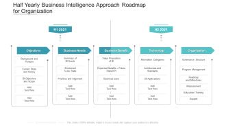 Half Yearly Business Intelligence Approach Roadmap For Organization Information