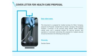 Health Care Cover Letter For Health Care Proposal Ppt Infographics File Formats PDF