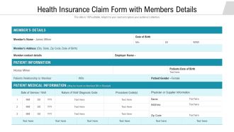 Health Insurance Claim Form With Members Details Ppt PowerPoint Presentation File Outline PDF