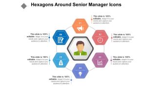 Hexagons Around Senior Manager Icons Ppt PowerPoint Presentation File Background Designs PDF