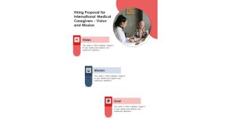 Hiring Proposal For International Medical Caregivers Vision And Mission One Pager Sample Example Document