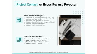 Home Remodeling Proposal Project Context For House Revamp Proposal Ppt PowerPoint Presentation Outline Slide PDF