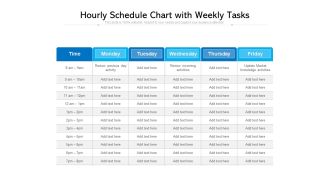 Hourly Schedule Chart With Weekly Tasks Ppt PowerPoint Presentation File Portfolio PDF